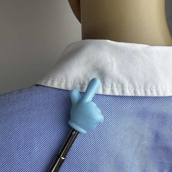 EXPRESS DESIGN STUDIO DRESS SHIRT WOMEN'S Sz M BUTTON-UP Blue With White Collar - Picture 7 of 16